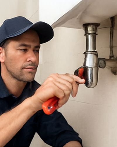 Licensed plumber in Hurstville repairing burst copper pipe under kitchen sink